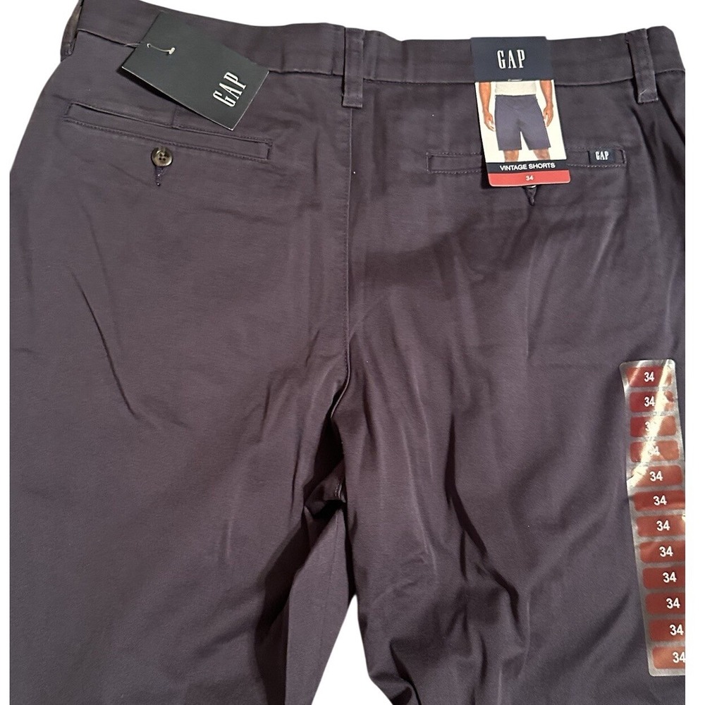 Gap Mens Vintage Shorts Mood Indigo Navy Blue Flat Front Chino QM50838S Size 34
